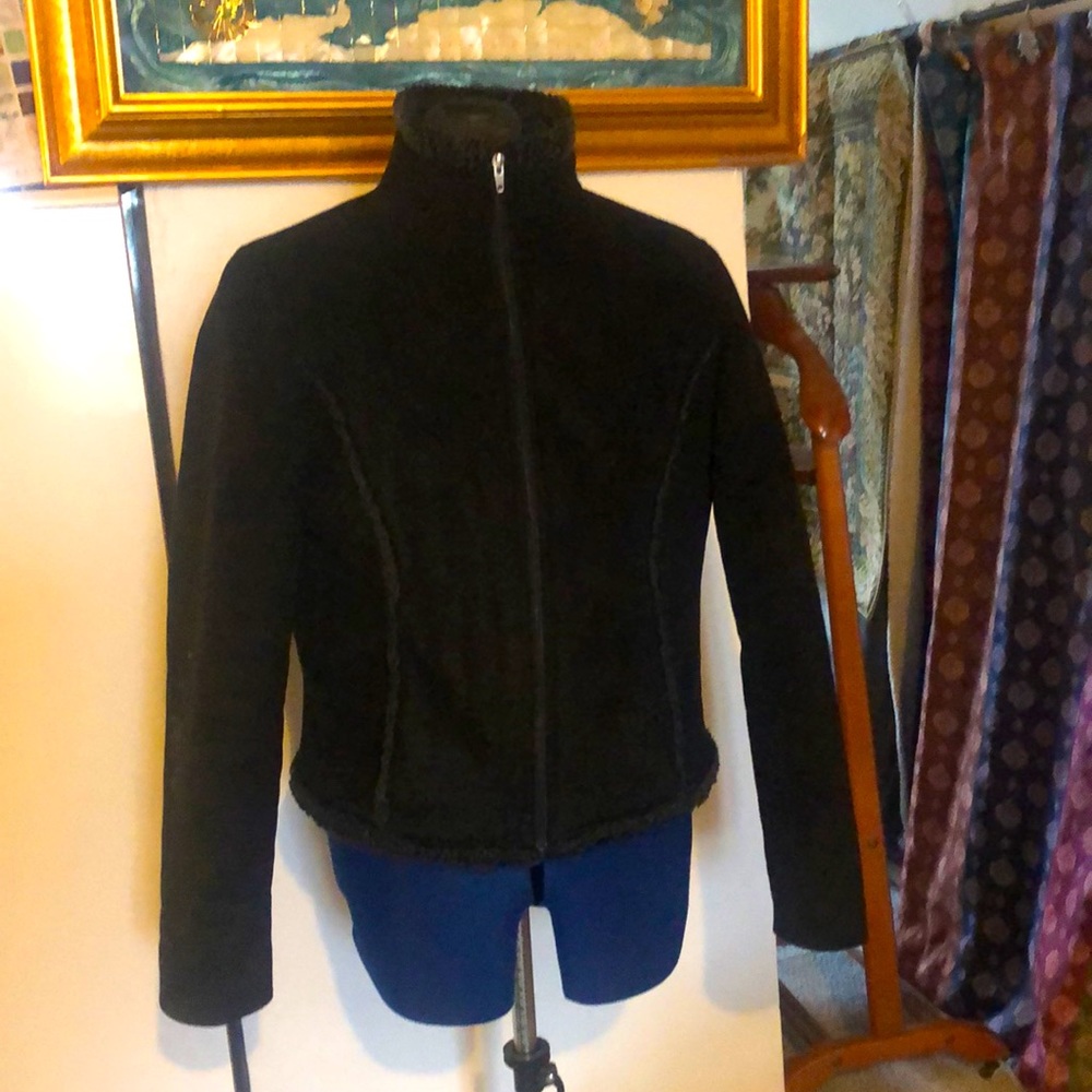 L.L. Bean faux fur shearling suede coat with ornate details; medium TTS